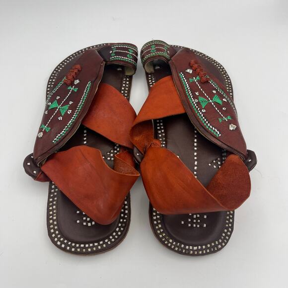 SandCruisers Women's Traditional Arabian Sandals Leather Beaded Size 11 Wide - Picture 2 of 10